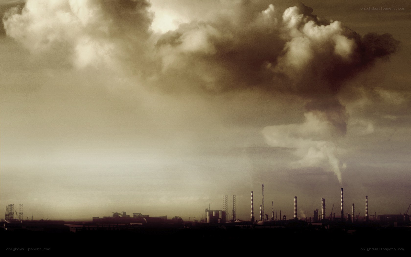Industrial skyline with smoke