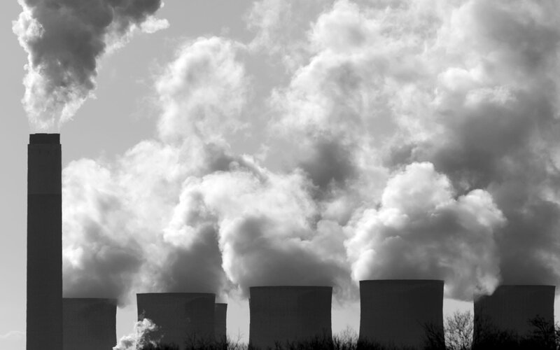 Industrial Smokestacks — Black, Dramatic