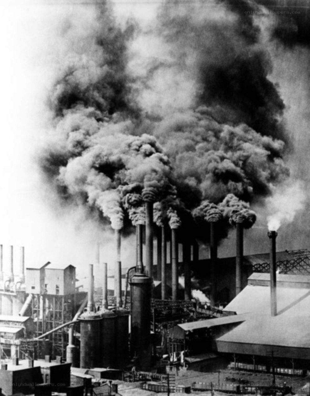 Industrial smokestacks emitting pollution