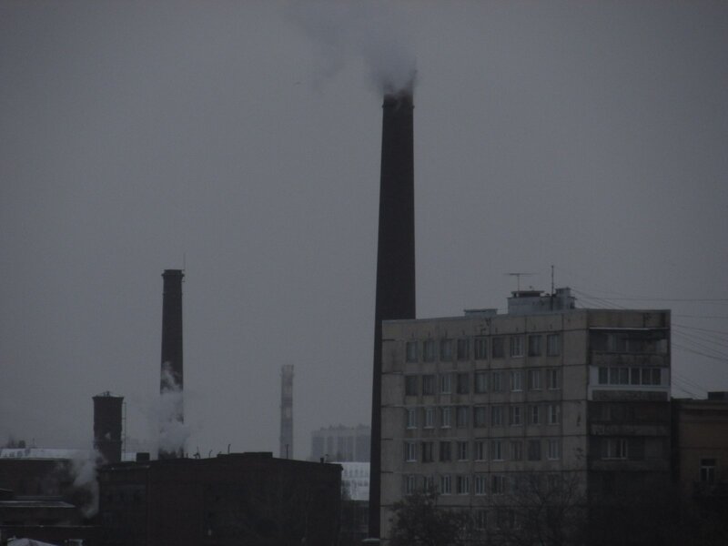 Industrial Smokestacks — Gray, Dreary
