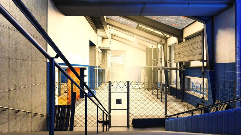 industrial stairwell interior