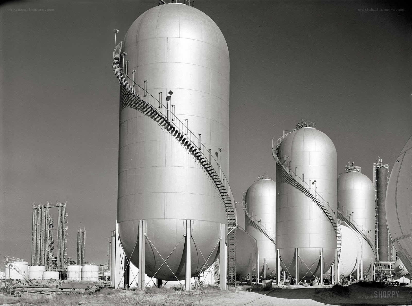 Industrial storage tanks at a facility