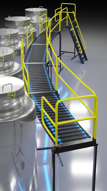 Industrial Walkway with Tanks