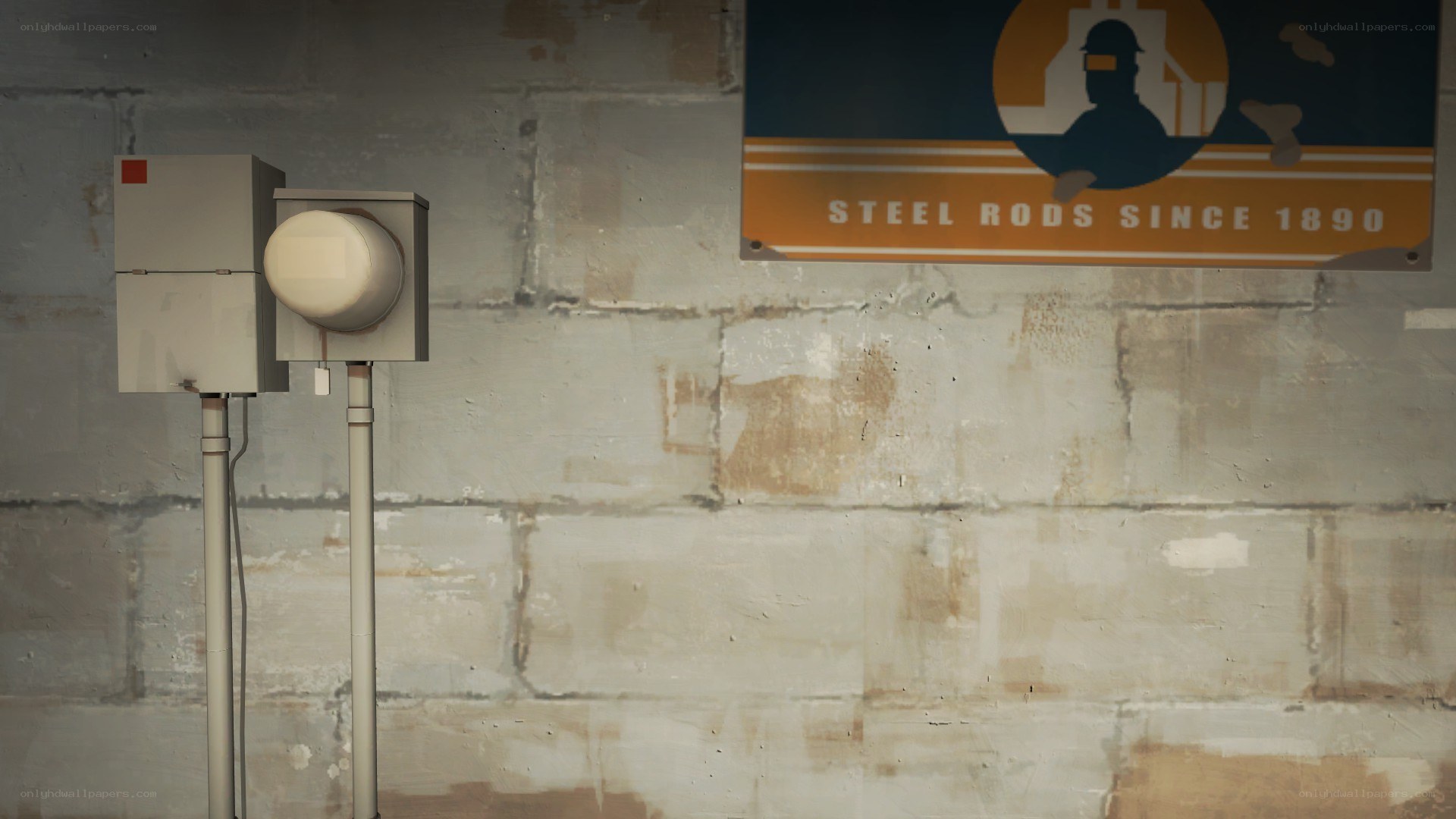 industrial wall with sign