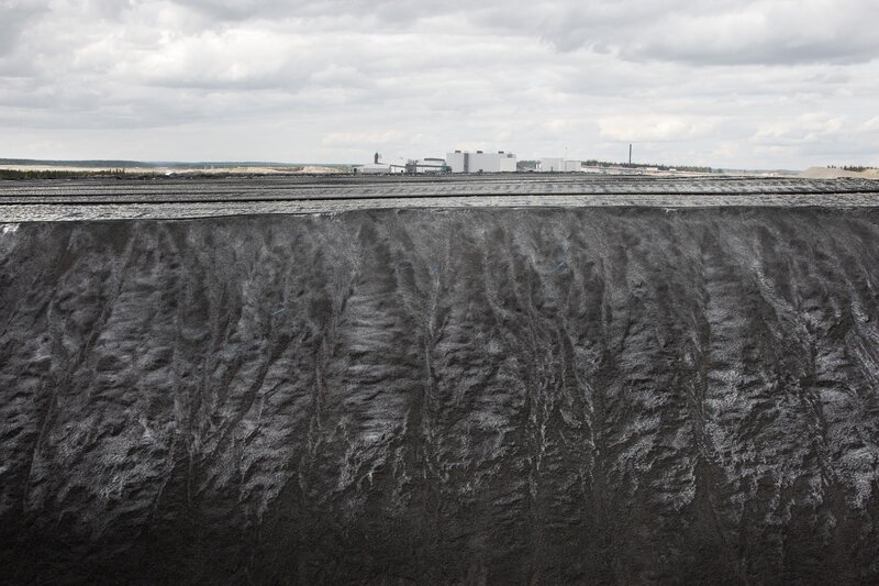 Industrial waste site with large mound