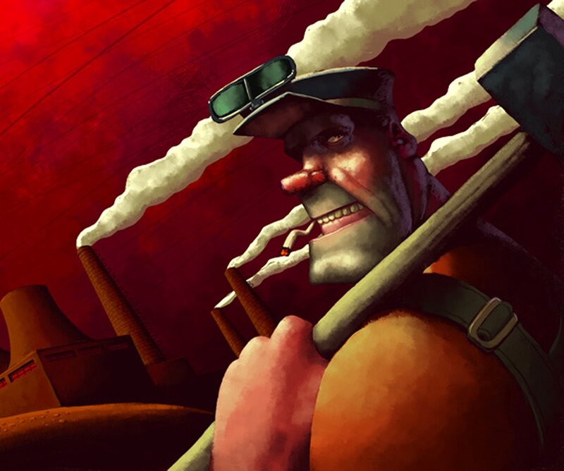 industrial worker with axe