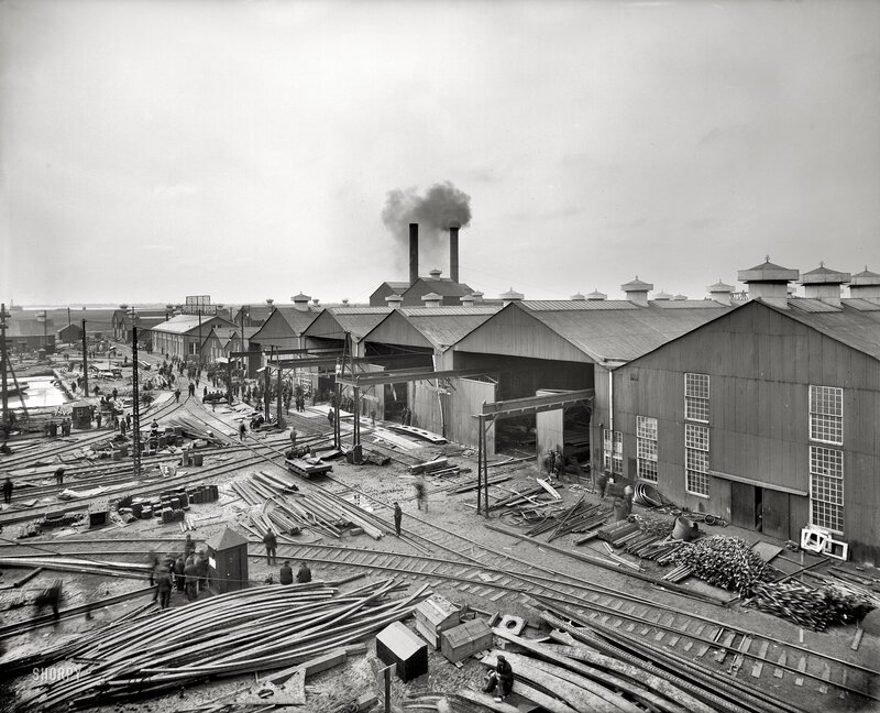 Industrial yard with factory