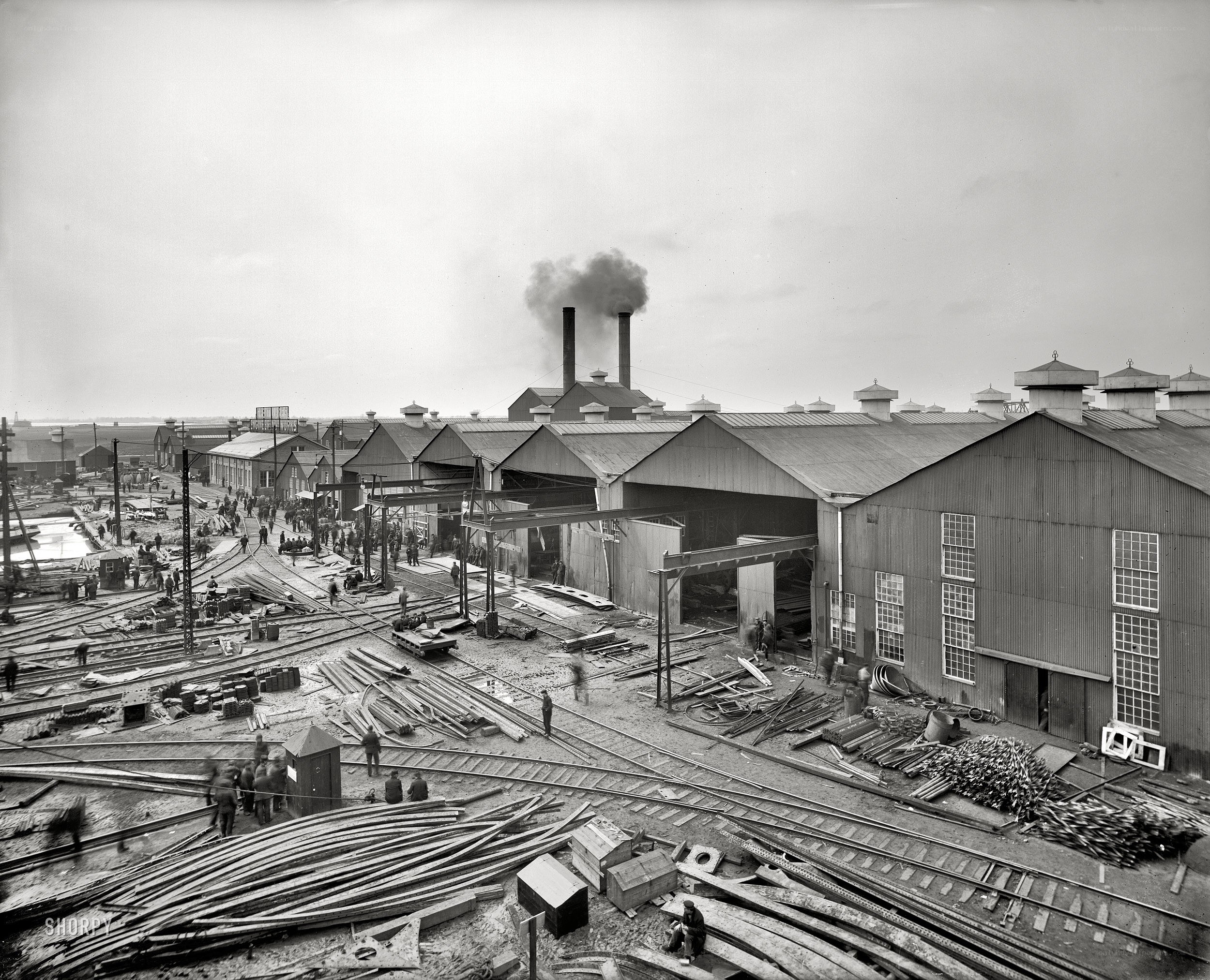 Industrial yard with factory