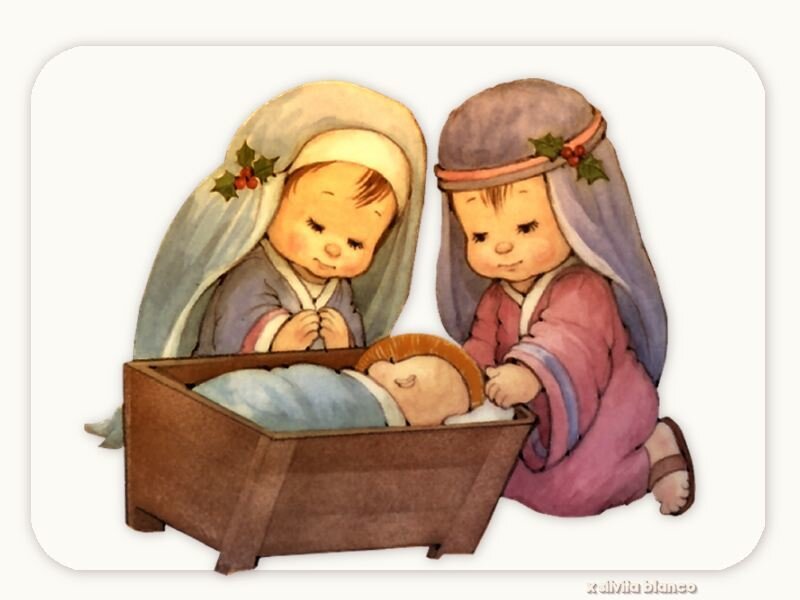 Infant in Manger — Blue
