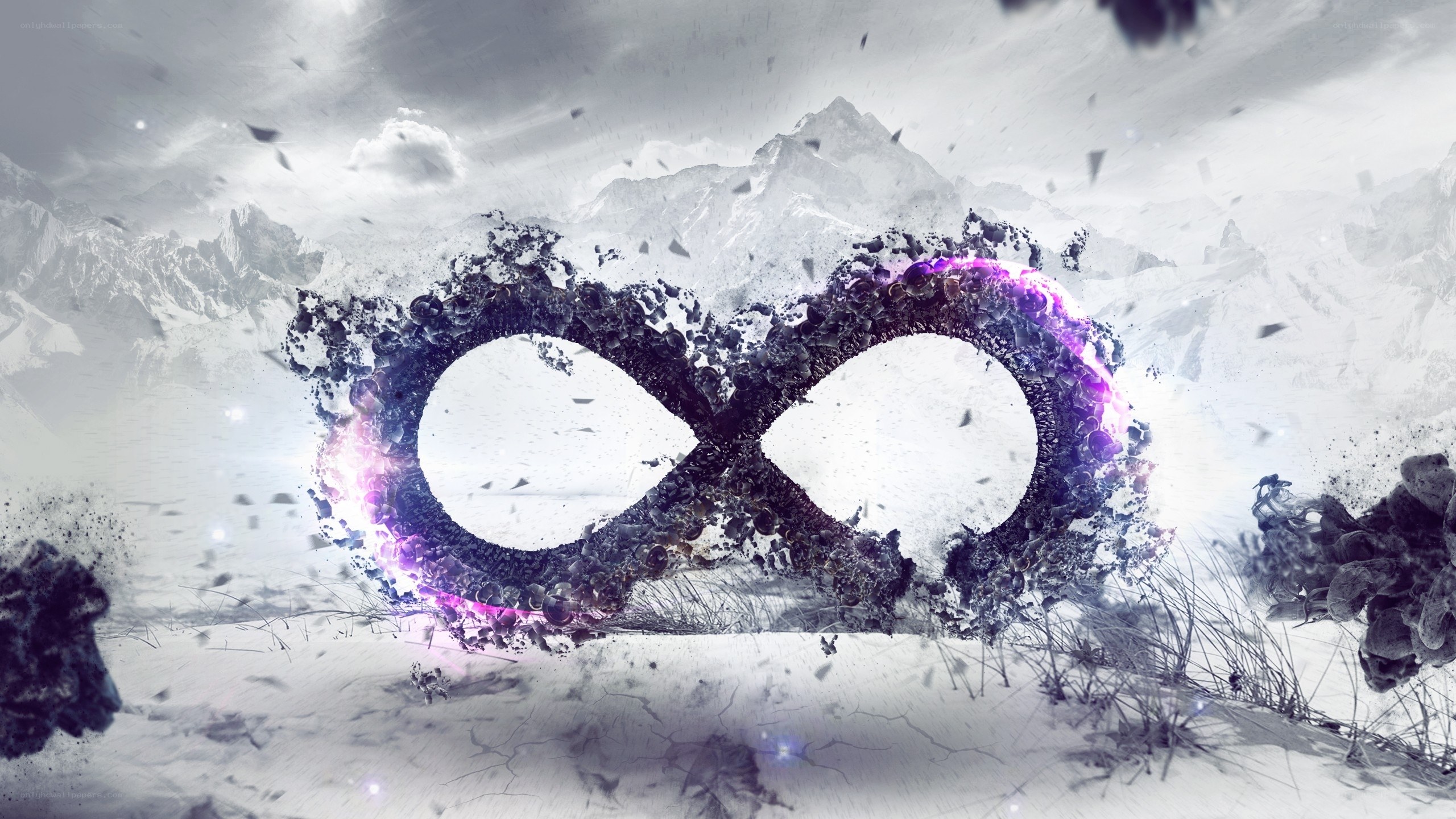 Infinite symbol in snowy landscape