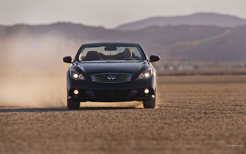 Infiniti convertible on desert road