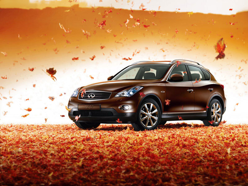 Infiniti EX35 in autumn leaves