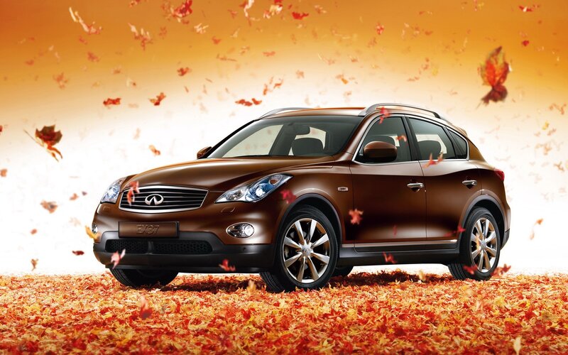 Infiniti EX37 in autumn leaves