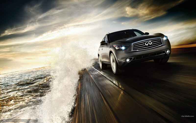 Infiniti SUV on coastal road