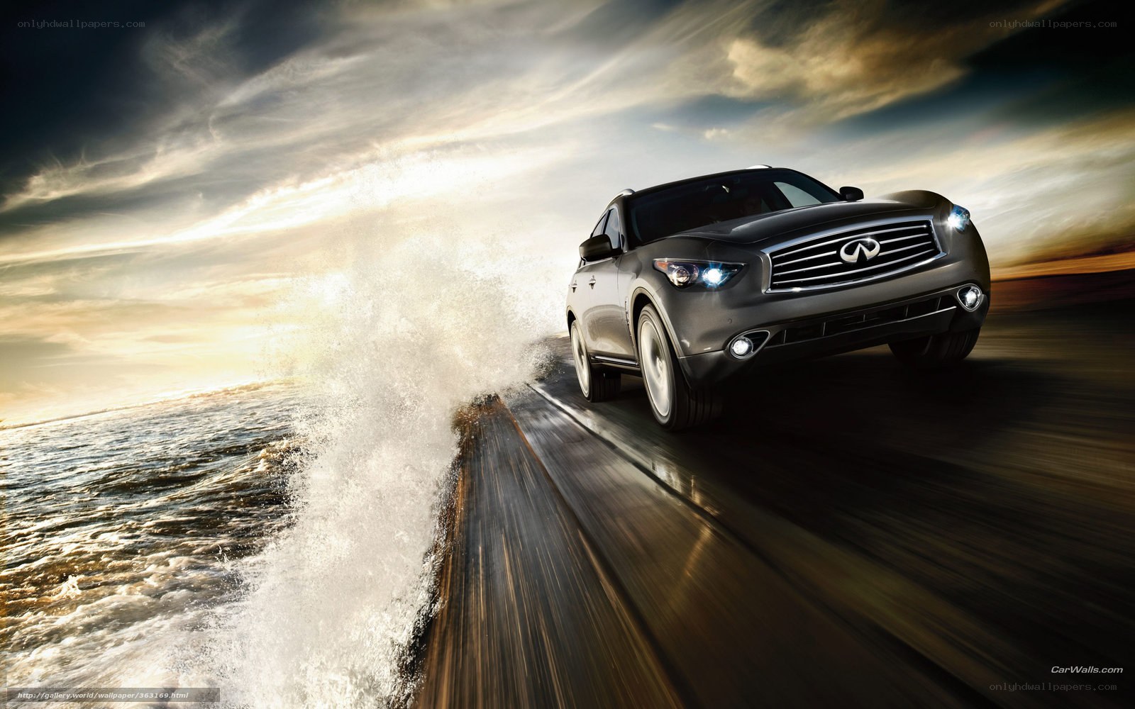 Infiniti SUV on coastal road