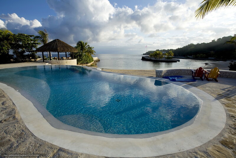 Infinity Pool at Beach — Blue, Serene, Morning