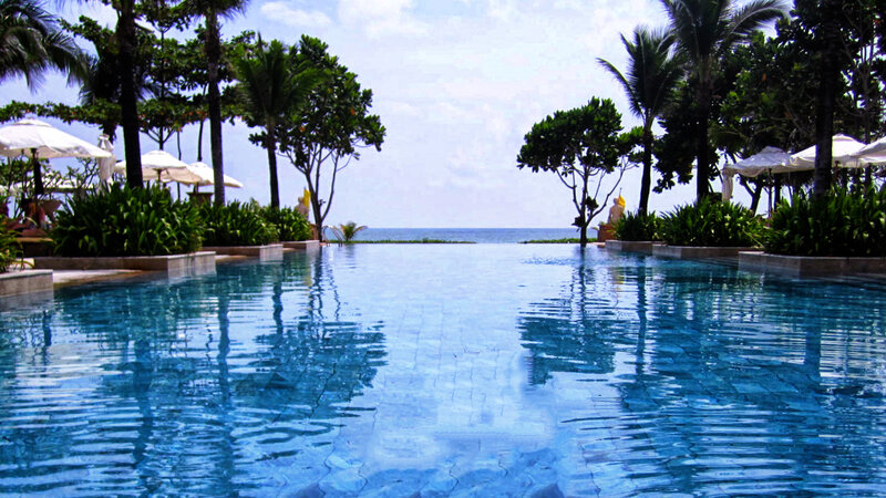 Infinity Pool at Beach — Blue, Serene