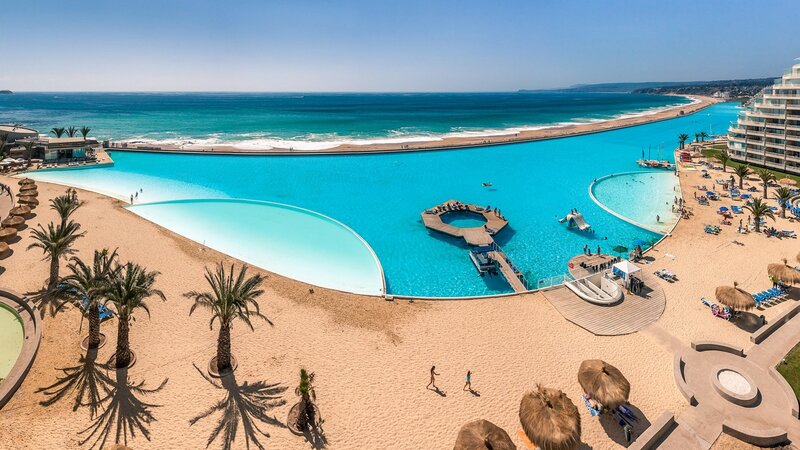 Infinity Pool at Beach Resort — Blue, Relaxing