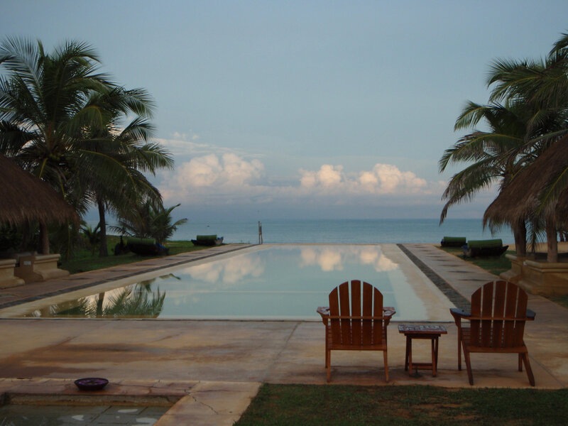 Infinity Pool at Beach Resort — Blue, Serene, Sunset