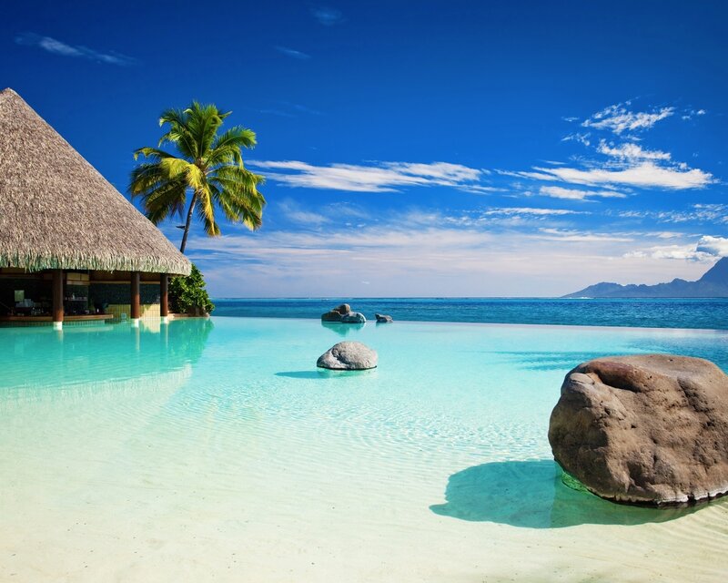 Infinity Pool at Beach Resort — Blue
