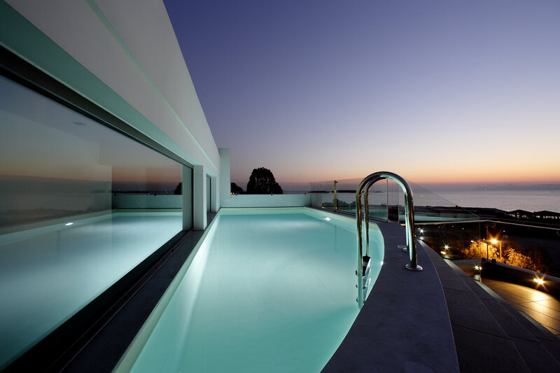 Infinity Pool at Dusk — Blue, Serene, Sunset, Photograph