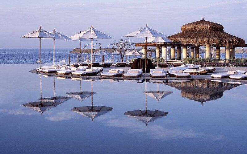 Infinity Pool at Resort — Blue, Serene, Afternoon, Photograph