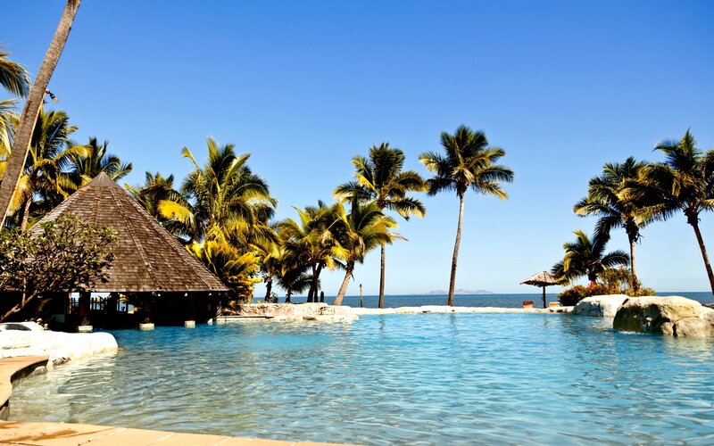Infinity Pool at Resort — Blue, Serene, Afternoon