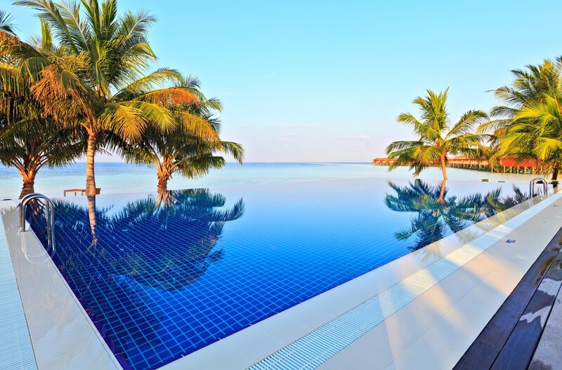 Infinity Pool at Resort — Blue, Serene, Morning