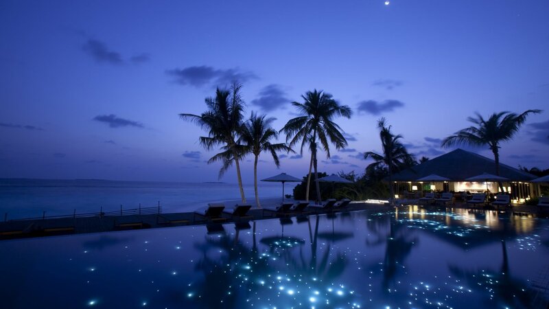 Infinity Pool at Resort — Blue, Serene, Night