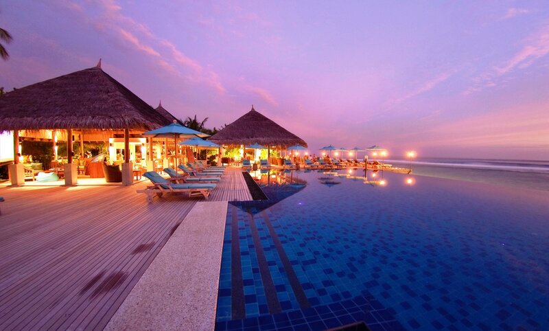 Infinity Pool at Resort — Purple, Serene, Sunset