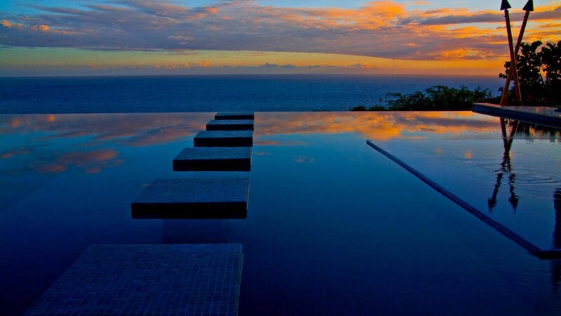 Infinity Pool at Sunset — Blue, Serene, Photograph, Ocean, Steps