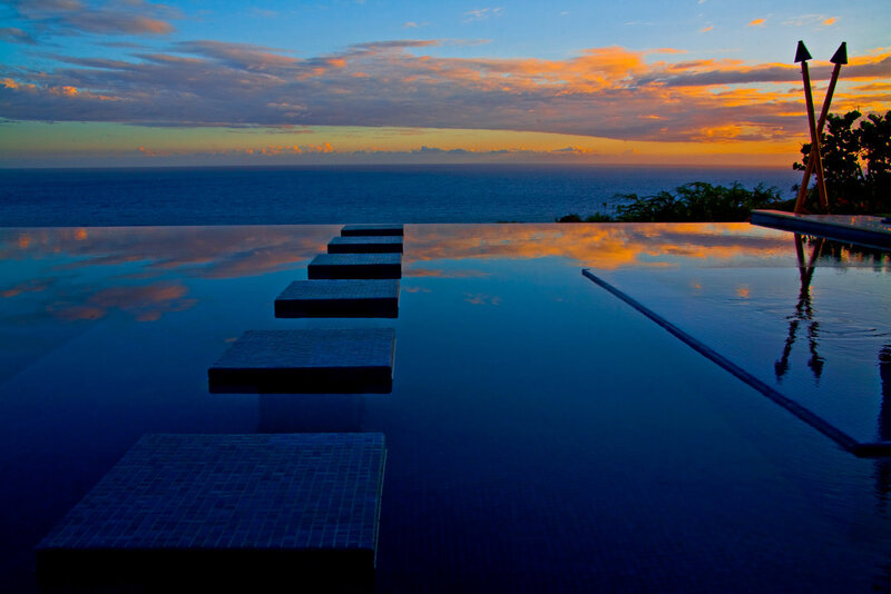 Infinity Pool at Sunset — Blue, Serene, Photograph, Ocean