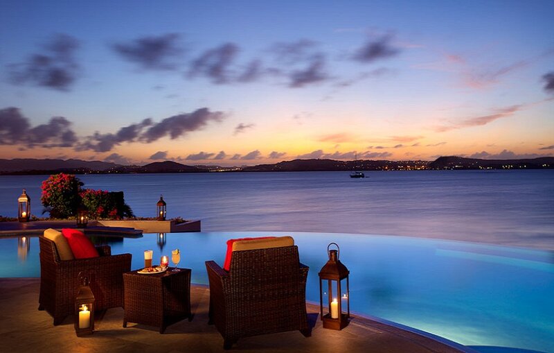 Infinity Pool at Sunset — Blue, Serene, Photograph