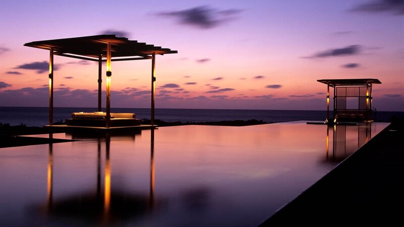 Infinity Pool at Sunset — Purple, Serene, Photograph, Ocean, Pavilion
