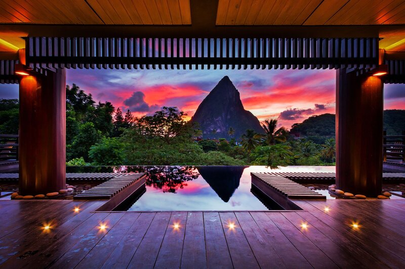 Infinity Pool at Sunset — Purple, Serene