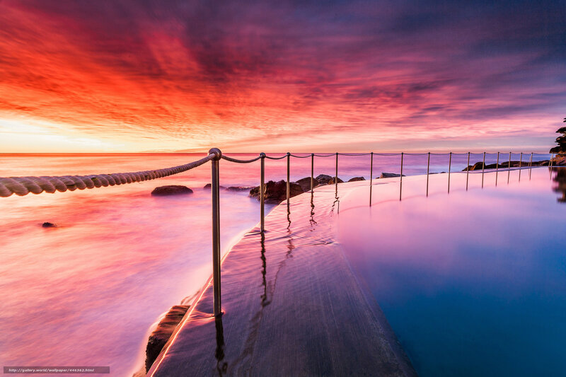 Infinity Pool at Sunset — Red, Dramatic