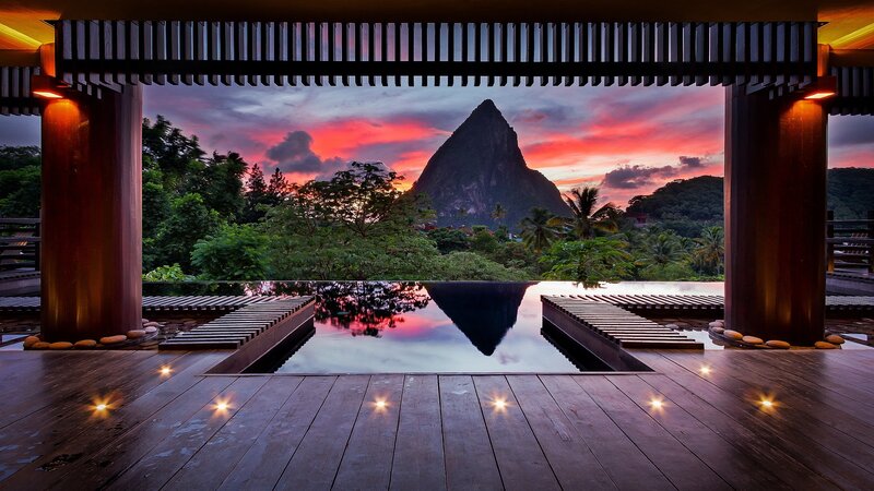 Infinity Pool at Sunset — Red
