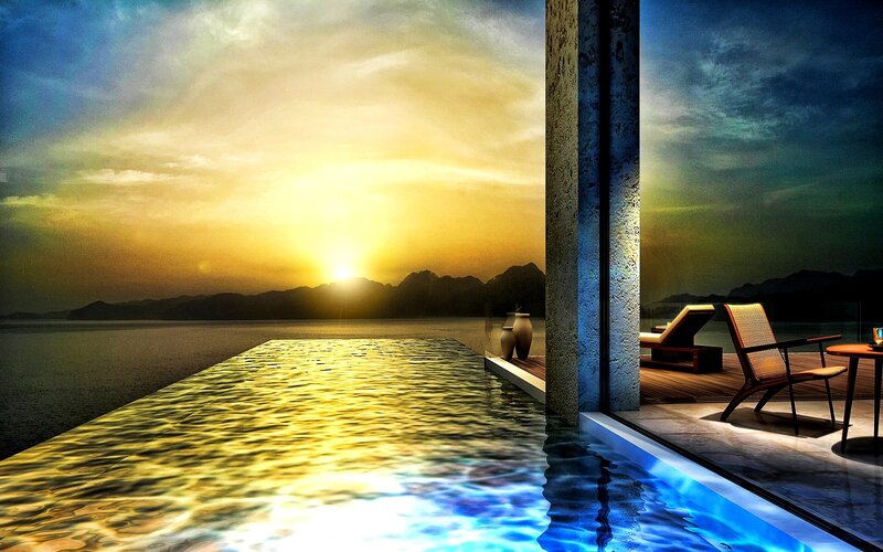 Infinity Pool at Sunset — Yellow