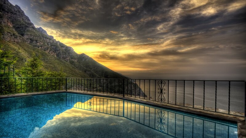 Infinity Pool on Cliff — Blue, Dramatic