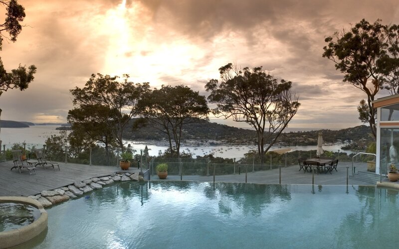 Infinity Pool Overlooking Bay — Blue, Serene