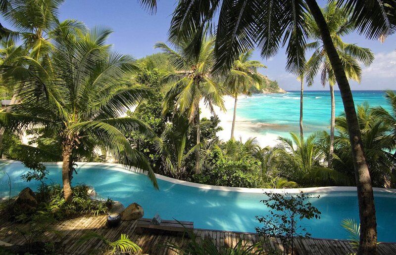 Infinity Pool Overlooking Beach — Blue
