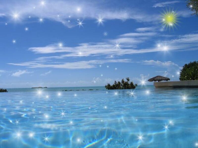 Infinity Pool Overlooking Ocean — Blue, Serene, Afternoon, Photograph, Sky