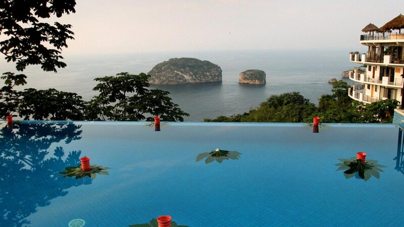 Infinity Pool Overlooking Sea — Blue, Serene, Morning