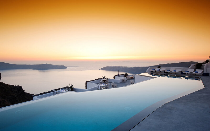 Infinity Pool Overlooking Sea — Orange
