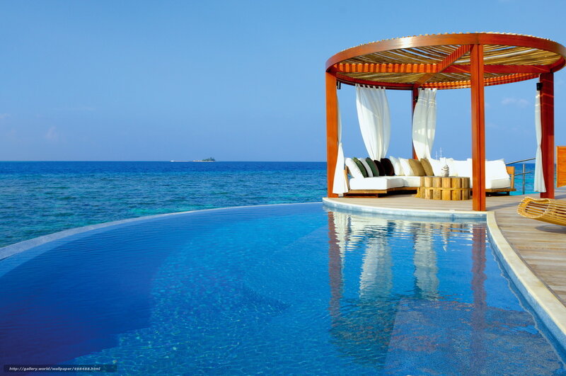 Infinity Pool with Cabana — Blue