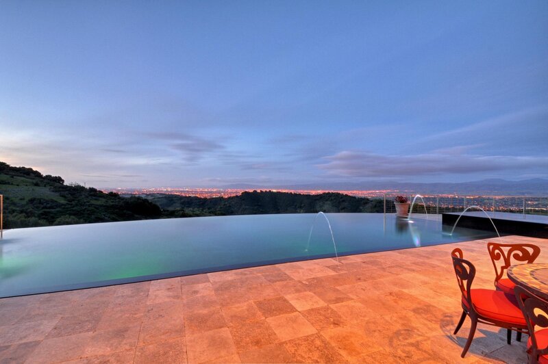 Infinity pool with city view