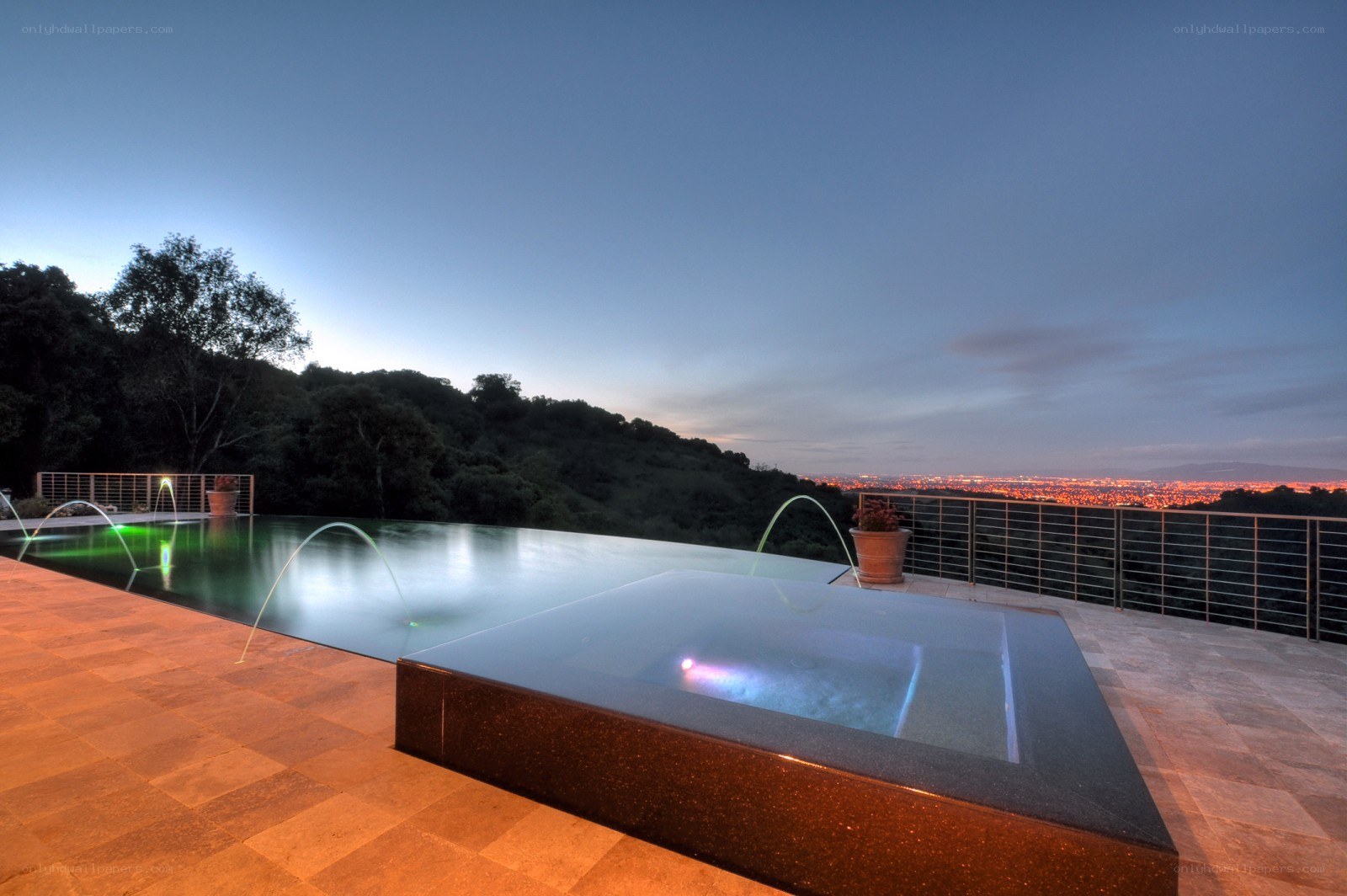 Infinity pool with city view