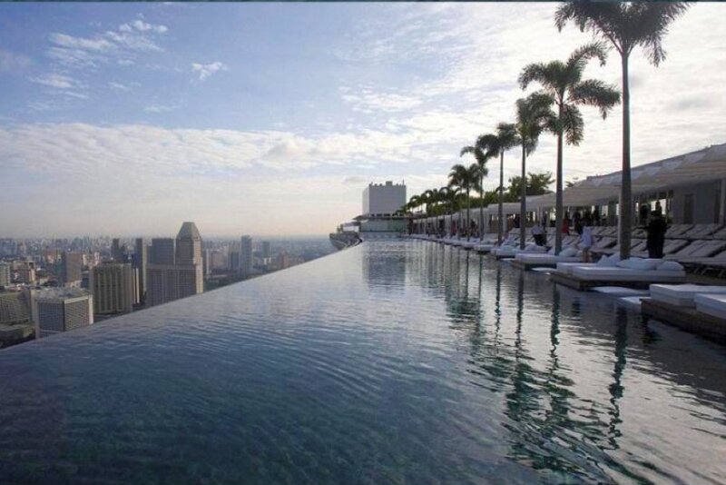 infinity pool with city view