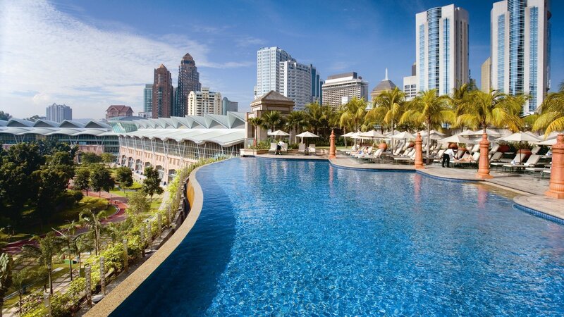 Infinity Pool with City View — Blue, Serene, Afternoon