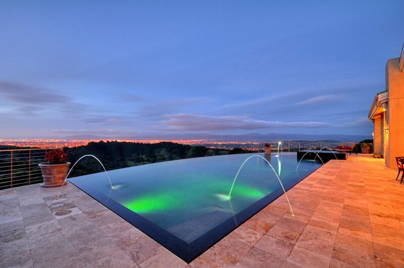 Infinity pool with city view